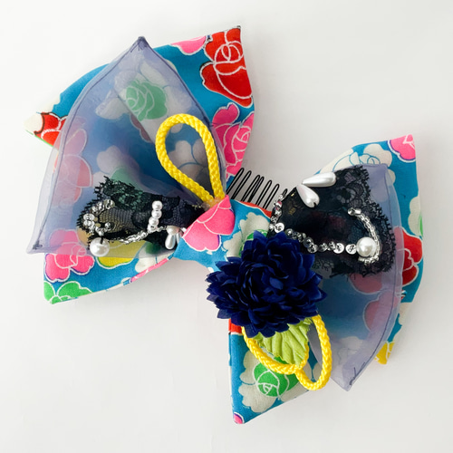 髪飾り ビッグリボン ヘッドドレス ビーズ刺繍 和装 着物 成人式