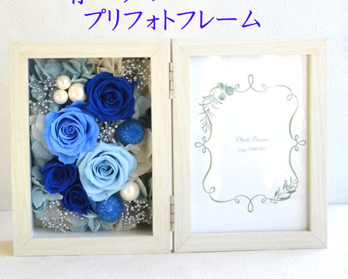 作者不明 写真 アート フラワー ブルー 額付