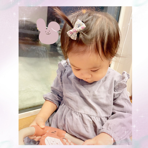 ベビーリボンヘアピン2つセット♡幼児さんヘアピン♡ヘアクリップ