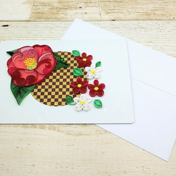 冬のお花のクイリングメッセージカード《椿×梅》 6枚目の画像