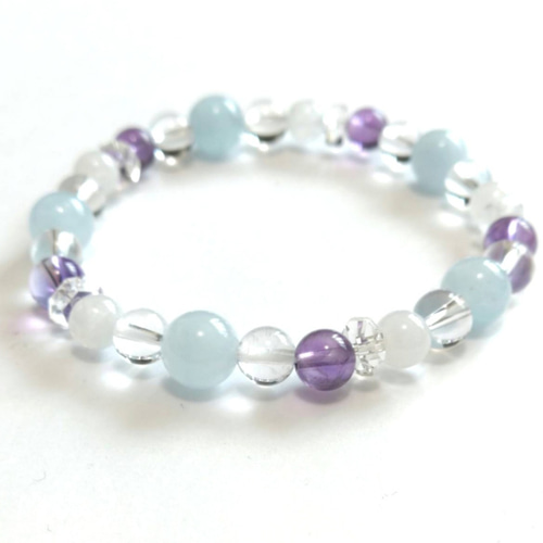 アクアマリン×ムーンストーン×アメジストのブレスレット ブレスレット