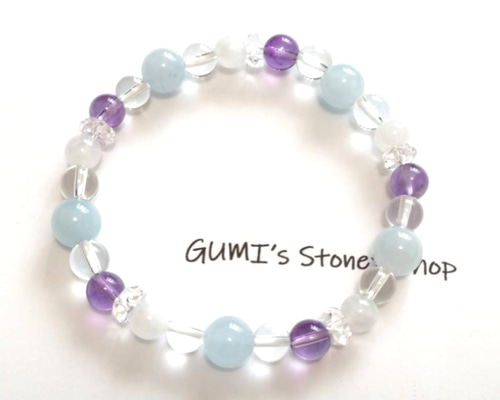 アクアマリン×ムーンストーン×アメジストのブレスレット ブレスレット