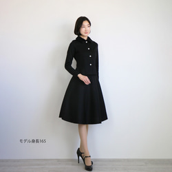 [適合寒冷天的任何場合！ ] 空氣羊毛針織喇叭裙[黑色] 第3張的照片