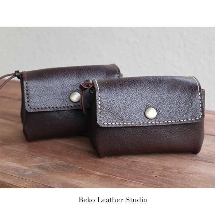 3層の革財布/こげ茶のレザー財布/miru3-choko