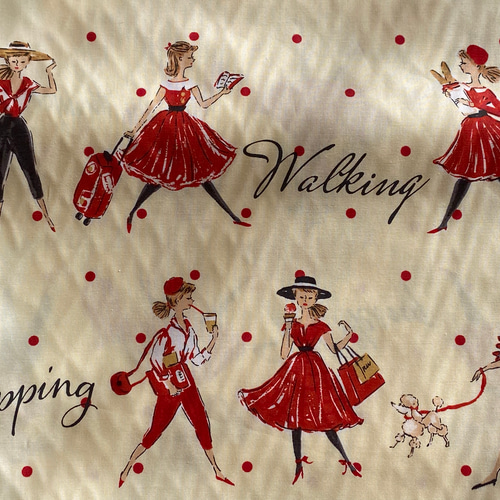 人気生地！ YUWA 有輪商店『小関鈴子さん ドット＆ガール クリーム地