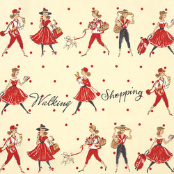 人気生地！ YUWA 有輪商店『小関鈴子さん ドット＆ガール クリーム地