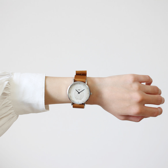 ポメラニアン（白）の腕時計 6枚目の画像