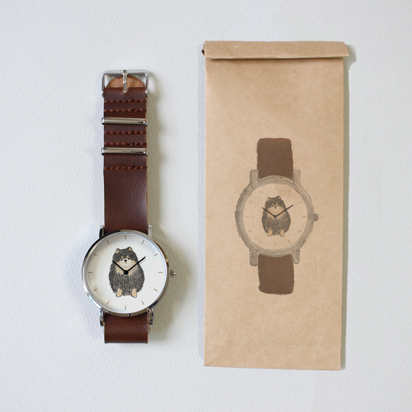 ポメラニアン（ブラックタン）の腕時計 3枚目の画像