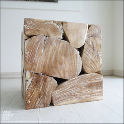 無垢 チークブロックスツールNW30 椅子 イス ベンチ チェア ナチュラル 手作り家具 チェア 銘木 無垢材家具 1枚目の画像