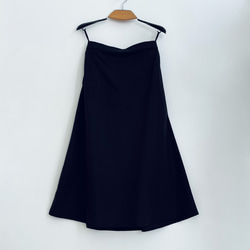 ウエストまわりスッキリAラインスカート♪  cotton linen spandex (Black)　 7枚目の画像