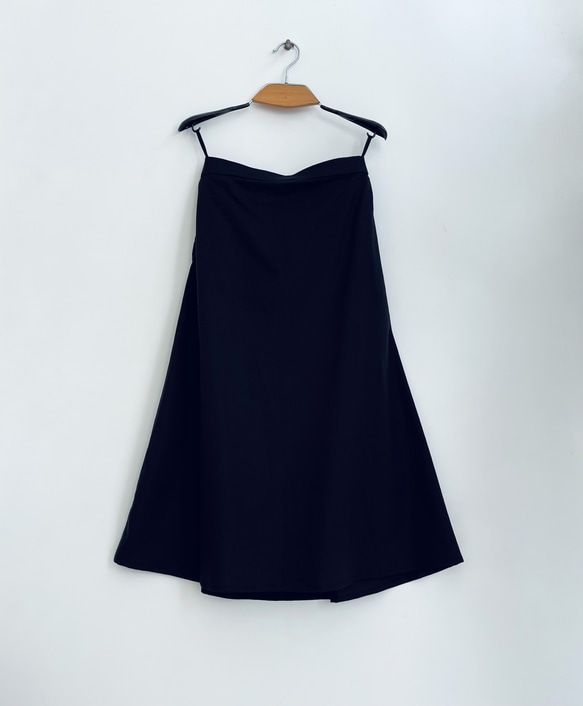 ウエストまわりスッキリAラインスカート♪  cotton linen spandex (Black)　 7枚目の画像