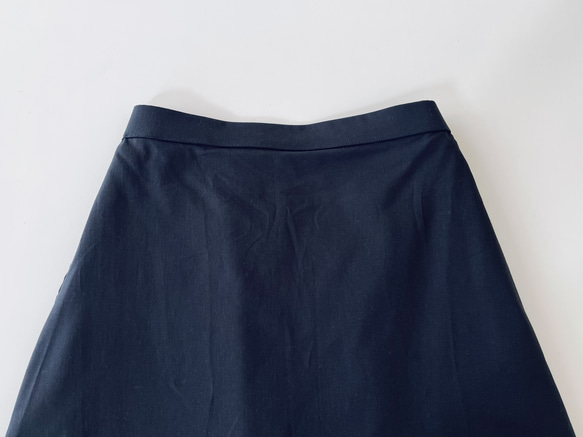 ウエストまわりスッキリAラインスカート♪  cotton linen spandex (Black)　 8枚目の画像