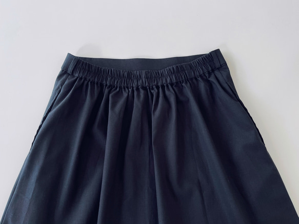 ウエストまわりスッキリAラインスカート♪  cotton linen spandex (Black)　 9枚目の画像