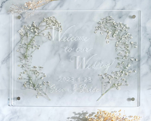 ハンドメイド押し花/ウェルカムボード/中身が変えられる ハンドメイド押し花/ウェルカムボード/中身が変えられる