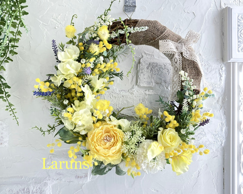 【購入依頼♡M】　ミモザリース　55cm 2024年最終予約♪】フレッシュミモザのリース 20cm リース LINDA