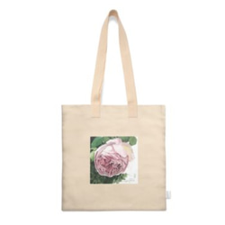 ガーデンローズピンクの薔薇　オーガニックコットントート　L　ファブリック2024 2枚目の画像