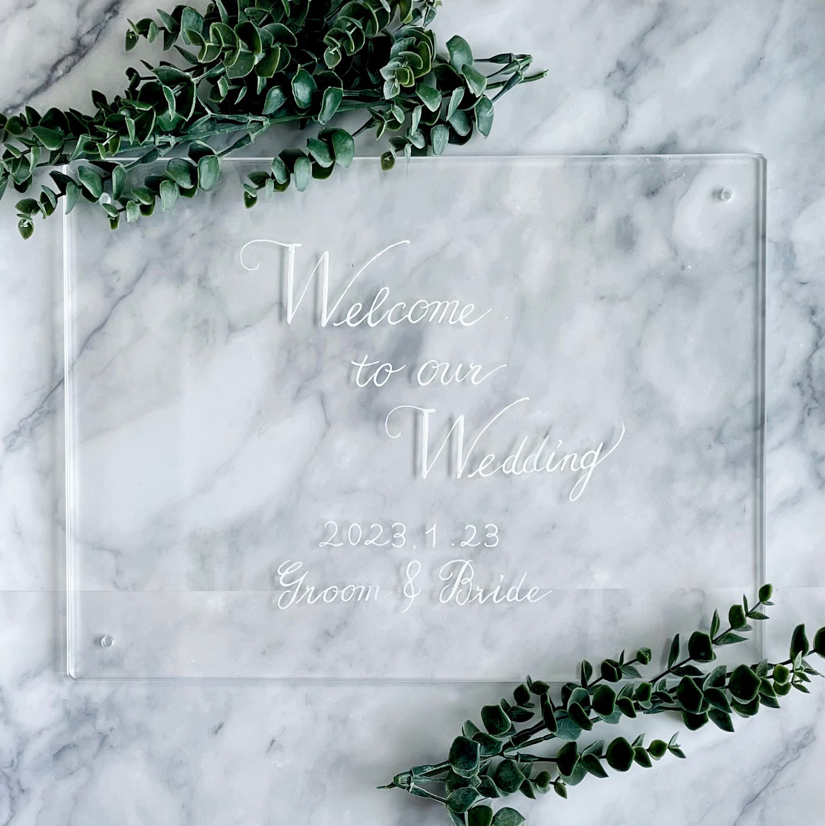 【手書き】アクリル ウェルカムボード ホワイト (No019)