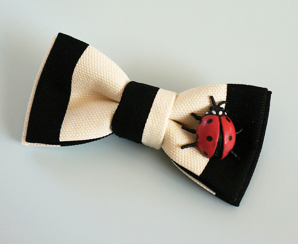 てんとう虫のチョウネクタイ・Ladybug-BOWTIE(white/black) 4枚目の画像