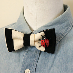 てんとう虫のチョウネクタイ・Ladybug-BOWTIE(white/black) 3枚目の画像