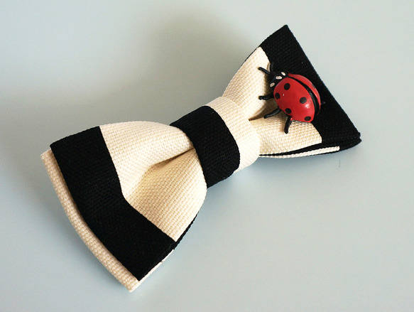 てんとう虫のチョウネクタイ・Ladybug-BOWTIE(white/black) 5枚目の画像