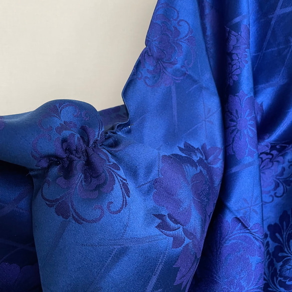 "裾袖クシュ" 道行  和コート 袖長 着物リメイク 卒業式 入学式 衣装 和装 フォーマル 青（50105） 4枚目の画像