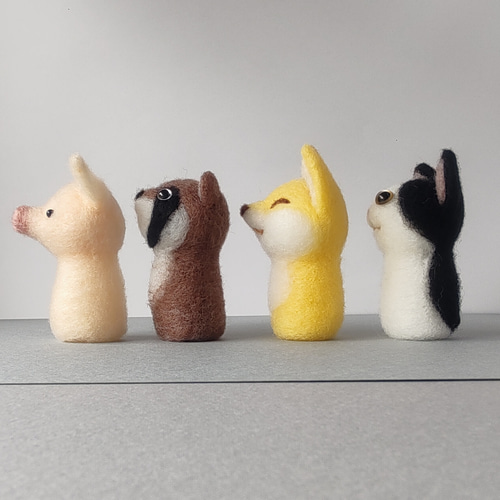 指人形セット こぶたぬきつねこ 羊毛フェルト なるさん 通販 15270400