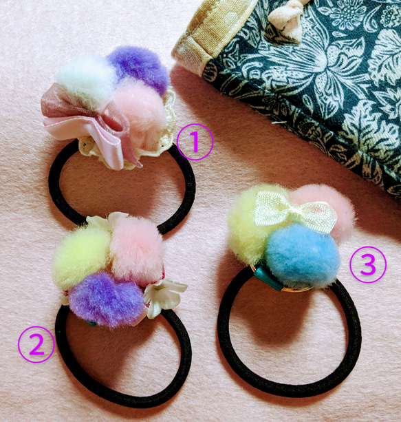 お子様用　ヘアゴム　３ケハンドメイド 1枚目の画像