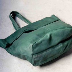 吸い付くようなタッチ感⁂軽く柔らかい2wayトートBAG・ＬＵＡ(ＬＡ００4)＃green⁂ 3枚目の画像