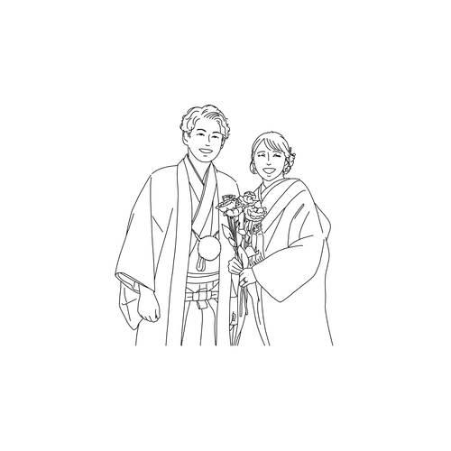 ウェルカムボード 似顔絵 ウェディング 結婚式 線画イラスト