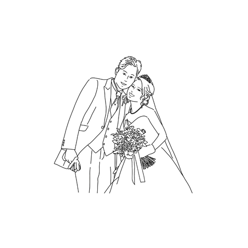 ウェルカムボード 似顔絵 ウェディング 結婚式 線画イラスト