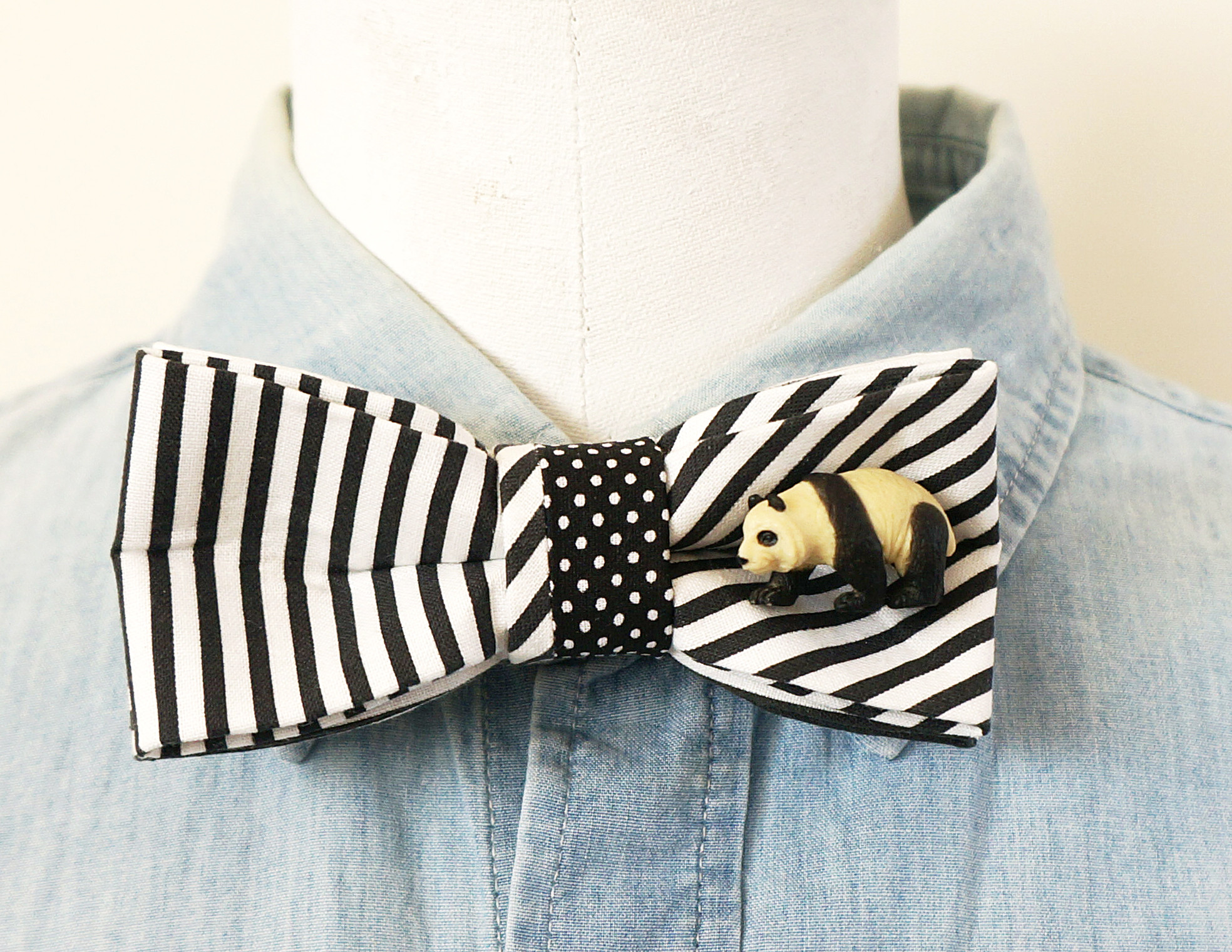 パンダのチョウネクタイ・Panda-BOWTIE(stripe) ネクタイ・蝶