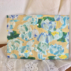 型染和紙　バイブルサイズバインダー　蓮の花ー青 3枚目の画像