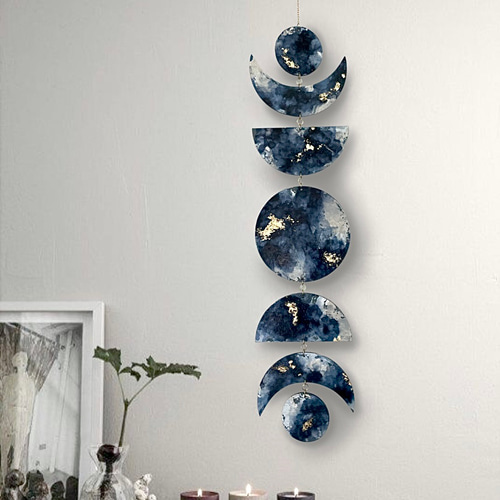 アルコールインクアート 月の満ち欠壁掛け時計 アルコールインクアート
