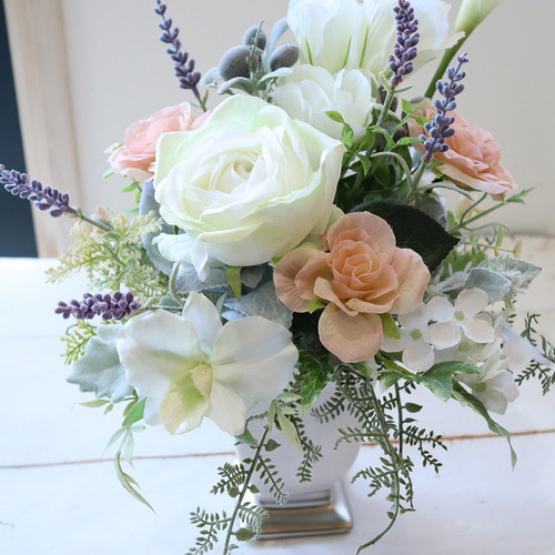 フラワーアレンジメント　造花 春のフラワーアレンジメント 玄関 贈り物 インテリア 直送 335