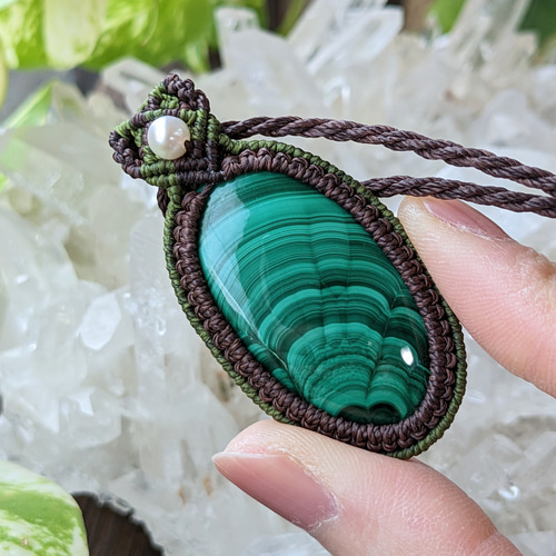 ☆マラカイト☆マクラメ編みネックレス B ネックレス