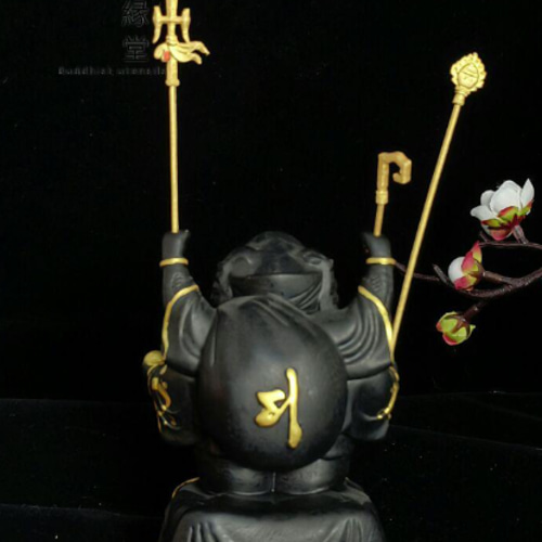 珍品 木彫仏像 七福神三面大黒天立像 彫刻 彩繪 本金 切金 総柘植材 珍品 木彫仏像 七福神三面大黒天立像 彫刻 彩繪 本金 切金 柘植