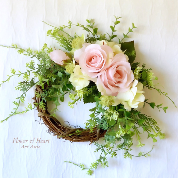 パステルカラーリース　結婚祝　出産祝　父の日　誕生日　癒し　植物　枯れない花 cd2ea0da52320dee699c819501f85b