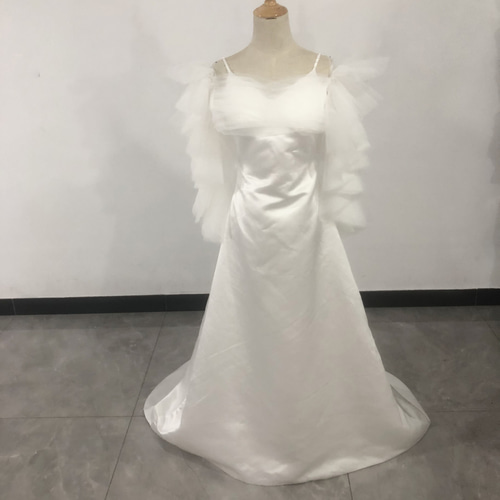 憧れのドレス オフショルダー ホワイト パーティードレス 二次会 前  