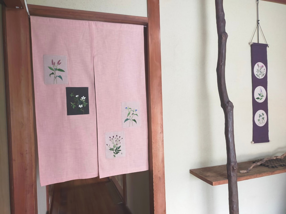 インテリア暖簾　85cm×120cm　のれん　刺繡4枚 1枚目の画像