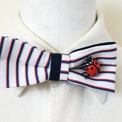 てんとう虫のチョウネクタイ・Ladybug-BOWTIE(jacquard stripe) 3枚目の画像