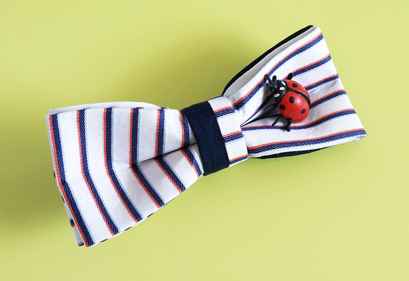 てんとう虫のチョウネクタイ・Ladybug-BOWTIE(jacquard stripe) 5枚目の画像