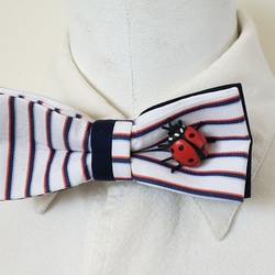 てんとう虫のチョウネクタイ・Ladybug-BOWTIE(jacquard stripe) 1枚目の画像