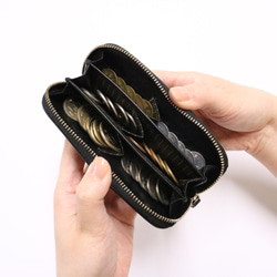 仕分ける 6ポケット小銭入れ＊ 本革 コードバン ブラック 財布 コイン