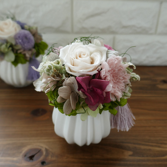 仏花 お供え バラ 菊 プリザーブドフラワー アレンジメント（ピンク系