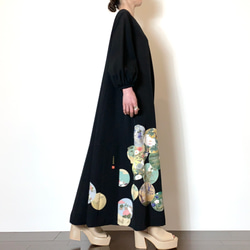 着物リメイク　留袖　絽の袖付きフレアワンピース 7枚目の画像