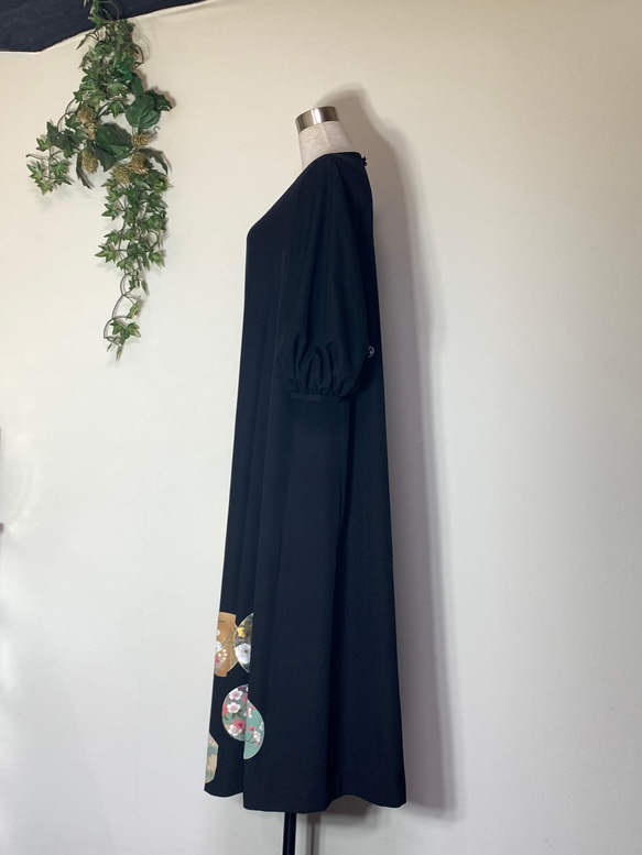 着物リメイク　留袖　絽の袖付きフレアワンピース 11枚目の画像