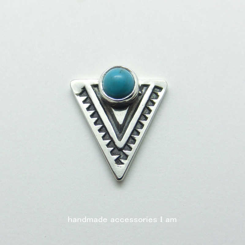 受注生産商品　片方/片耳　ターコイズ　ネイティブスタンプスタッドピアス　シルバー925　IPI0111