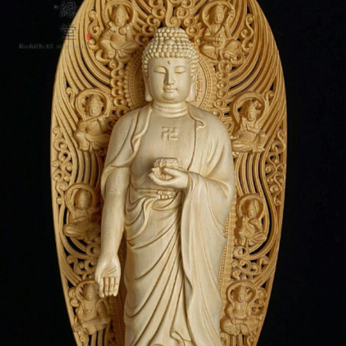 最高級 木彫り 仏像 阿弥陀三尊 彫刻 一刀彫 天然木檜材 仏教