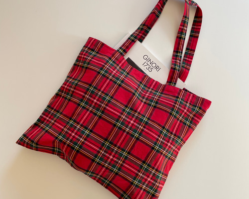 タータンチェック赤 大容量トート・エコバッグ エコバッグ・サブバッグ