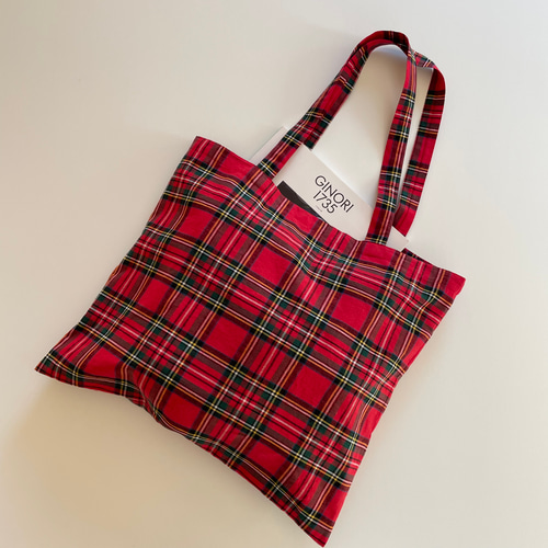 【希少　レア】ラルフローレン　赤タータンチェック　トートバッグ　大容量　A4可能 POLO RALPH LAUREN（トートバッグ ・ レッド/赤色系）のフリマ